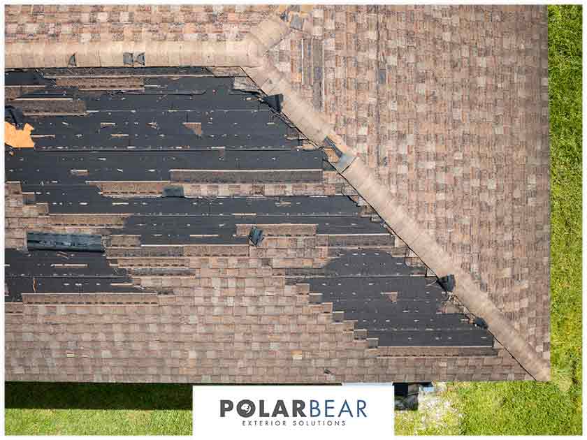 Top down view of siding installation on a roof